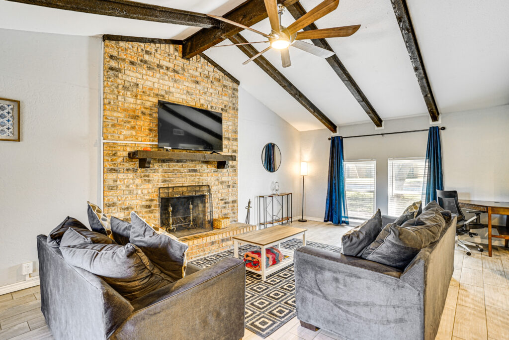 furnished living room monthly rental near Sheppard AFB Wichita Falls TX comfortable extended stay home