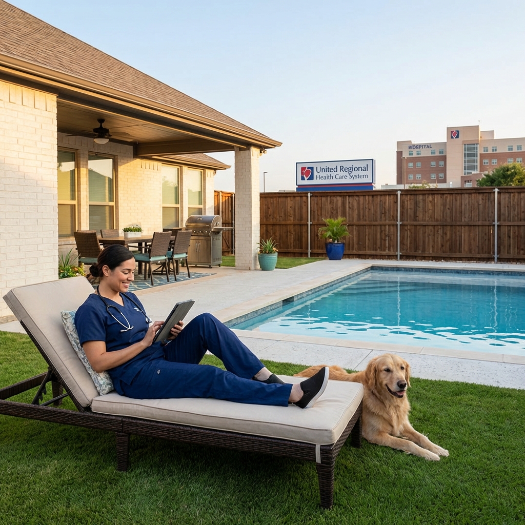 furnished rental near United Regional Hospital Wichita Falls kitchen family medical stay comfort cooking