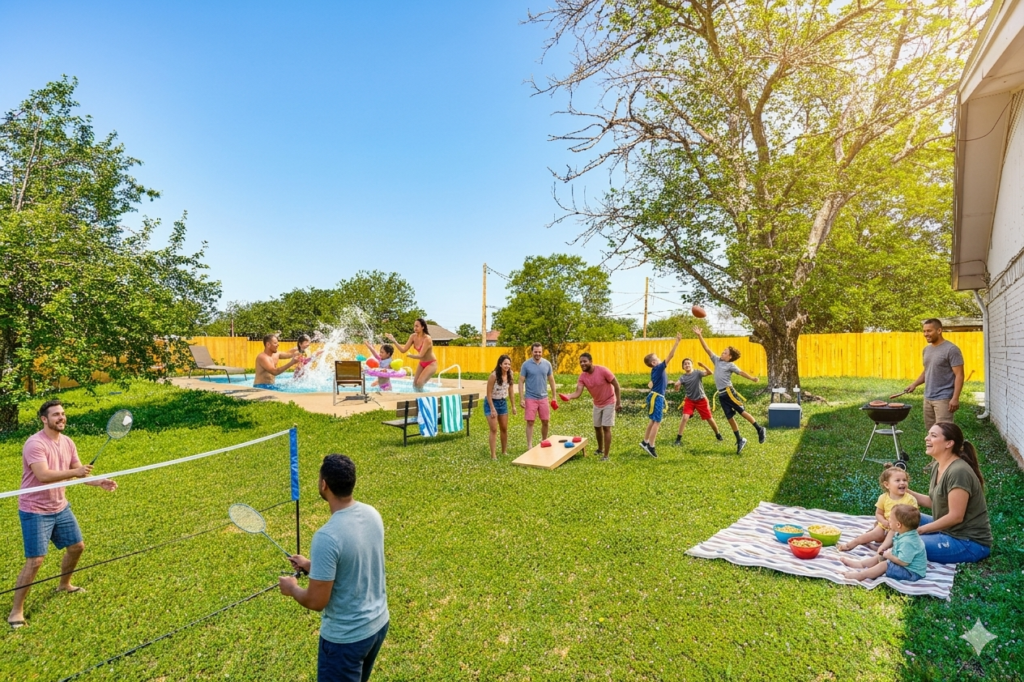 family vacation rental Wichita Falls TX private yard outdoor space children dogs pool summer Texas
